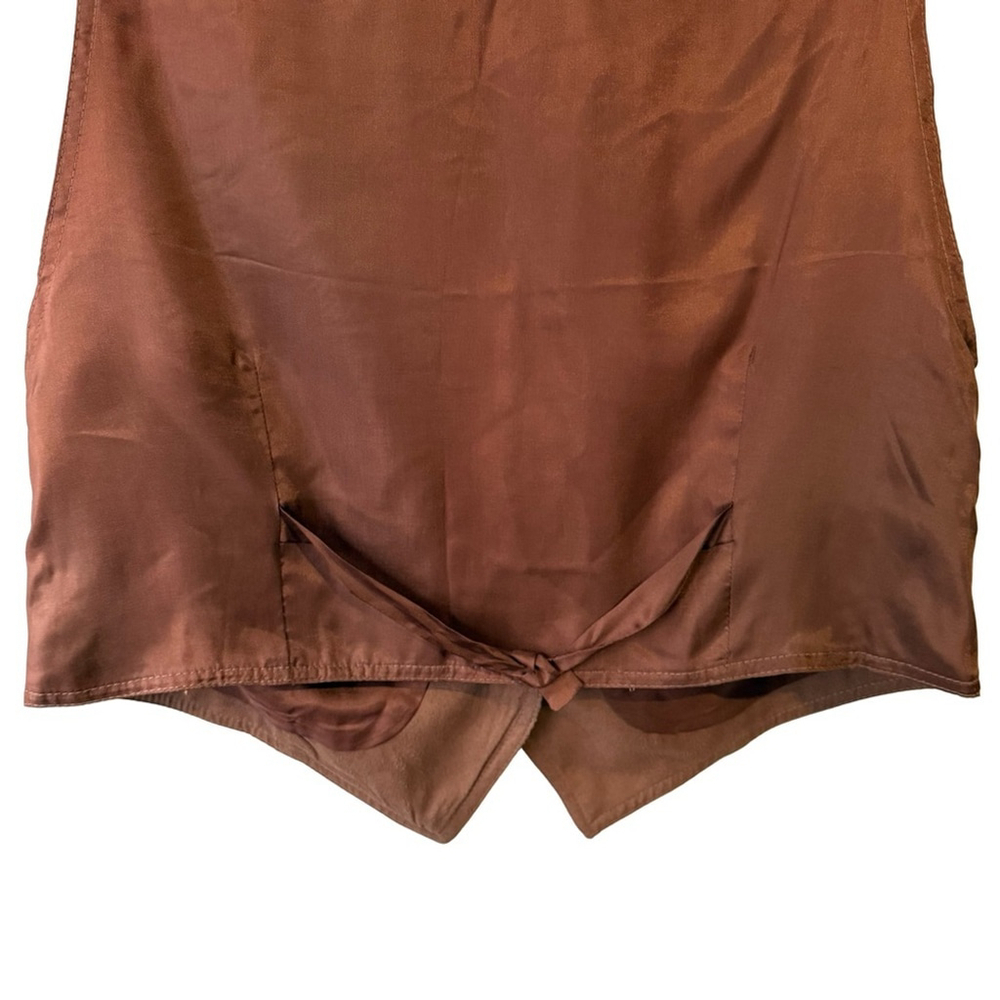 Vintage Leigh Morgan Brown Button Front Women's Vest Size L Retro Minimalist 90s - Picture 9 of 9